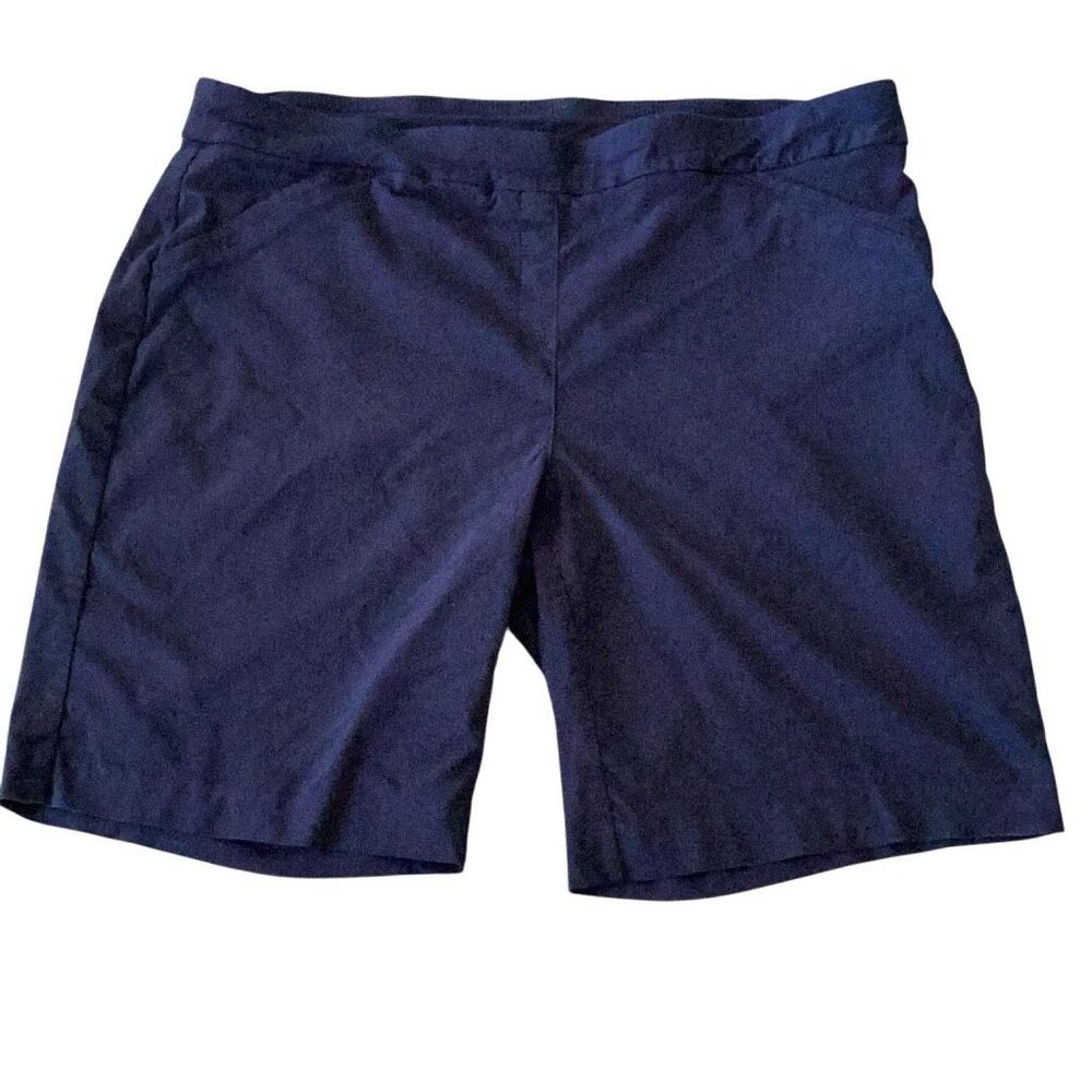 Coral Bay Navy Blue Stretch Pull On Bermuda Shorts Women’s 20W